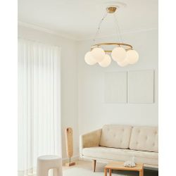 Nuura Miira 6 Circular Hanglamp - Messing - Opaal
