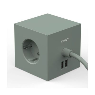 Avolt Square 1 USB + Magnet Stekkerdoos - Groen