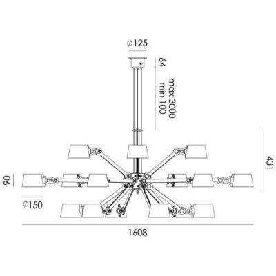 Tonone Bolt Chandelier 18 arms Hanglamp - Geel