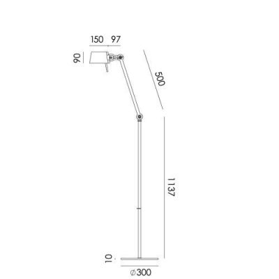 Tonone Bolt 1 arm Floor Long Vloerlamp - Creme Wit