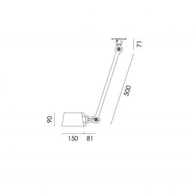 Tonone Bolt Ceiling 1 arm Sidefit Plafondlamp - Lichtgrijs