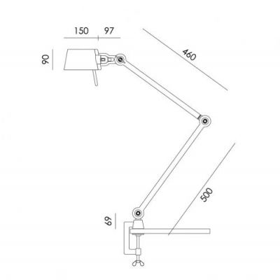 Tonone Bolt Desk 2 arm met tafelklem Tafellamp - Roze