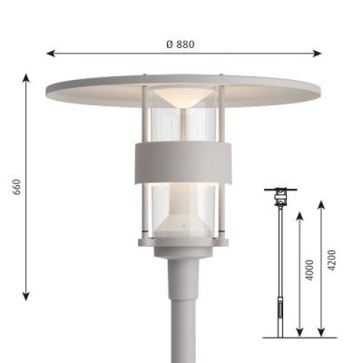 Louis Poulsen Albertslund Maxi Lantaarnpaal - 3000K Nightdim - Aluminium