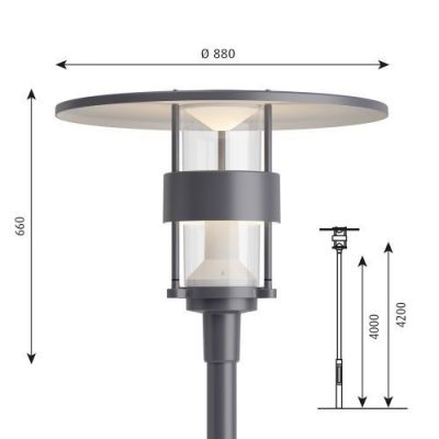 Louis Poulsen Albertslund Maxi Lantaarnpaal - 3000K Nightdim - Grijs
