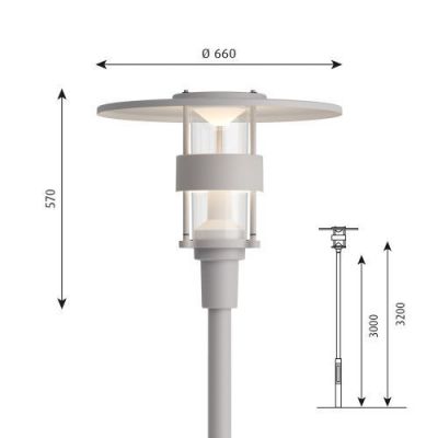 Louis Poulsen Albertslund Mini Lantaarnpaal - 3000K Nightdim - Aluminium