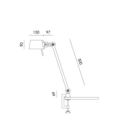 Tonone Bolt Desk 1 arm met tafelklem Tafellamp - Lichtgrijs