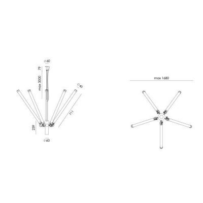Tonone Mr. Tubes LED Chandeliers Kroonluchter 2700K - Zwart