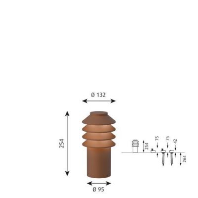 Louis Poulsen Bysted Garden Short Vloerlamp - 2700K Grondanker zonder adapter - Bruin