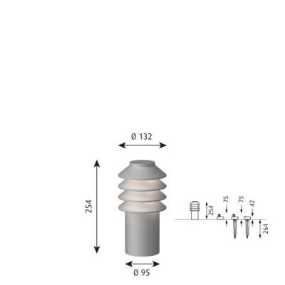 Louis Poulsen Bysted Garden Short Vloerlamp - 2700K Grondpin met adapter - Aluminium