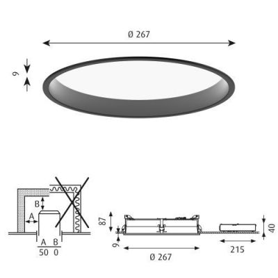 Louis Poulsen Circle Recessed 260 Plafondlamp - 3000K Opaal Dali - Zwart