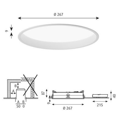 Louis Poulsen Circle Recessed 260 Plafondlamp - Kelvin instelbaar - Opaal Dali - Wit