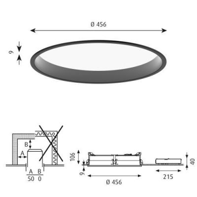 Louis Poulsen Circle Recessed 450 Plafondlamp - 3000K Opaal Dali - Zwart
