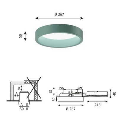 Louis Poulsen Circle Semi Recessed 260 Plafondlamp - 3000K Opaal Dali - Licht Petroleum