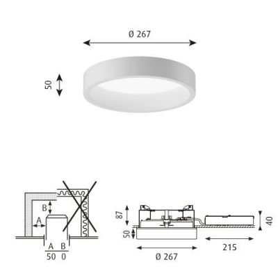 Louis Poulsen Circle Semi Recessed 260 Plafondlamp - 3000K Opaal Dali - Wit