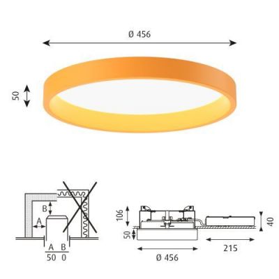 Louis Poulsen Circle Semi Recessed 450 Plafondlamp - 3000K Opaal Dali - Geel