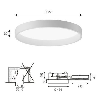 Louis Poulsen Circle Semi Recessed 450 Plafondlamp - Kelvin instelbaar - Opaal Dali - Wit