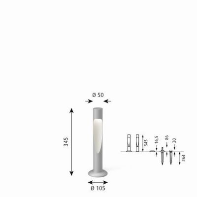 Louis Poulsen Flindt Garden Short Vloerlamp - 2700K Grondpin zonder adapter - Aluminium