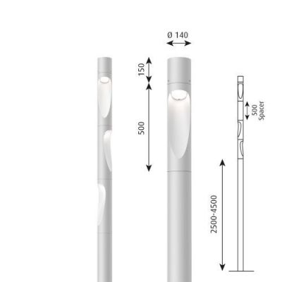 Louis Poulsen Flindt Plaza Mast - 3,5m - Voetplaat - Aluminium