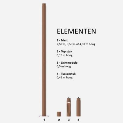 Louis Poulsen Flindt Plaza Mast - 3,5m - Voetplaat - Bruin