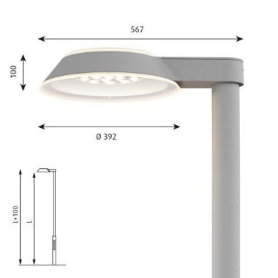 Louis Poulsen Homann Lantaarnpaal - 3000K Dali 1746lm - Asym 2H - Uplight - Aluminium