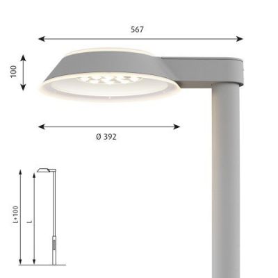 Louis Poulsen Homann Lantaarnpaal - 3000K Dali 3148lm - Asym 2H - Uplight - Aluminium