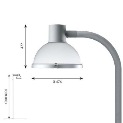 Louis Poulsen Icon Lantaarnpaal - 3000K 6432lm Nightdim - ROT5 - Aan bovenkant gemonteerd - Aluminium