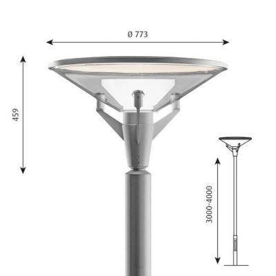 Louis Poulsen Kipp Post Lantaarnpaal - 76 mast - 3000K Nightdim hi - Aluminium