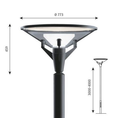 Louis Poulsen Kipp Post Lantaarnpaal - 115 mast - 3000K Nightdim li - Donkergrijs
