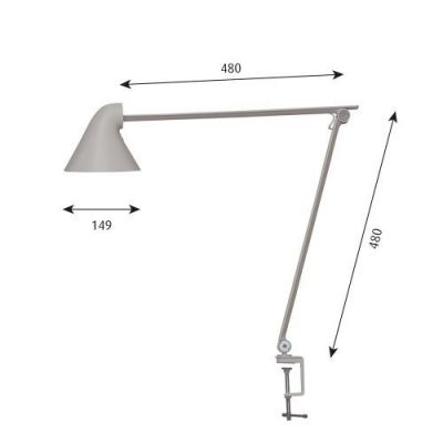 Louis Poulsen NJP Tafellamp met klem - 2700K - Lichtgrijs