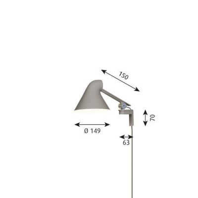 Louis Poulsen NJP Wall Short Wandlamp - 2700K - Lichtgrijs