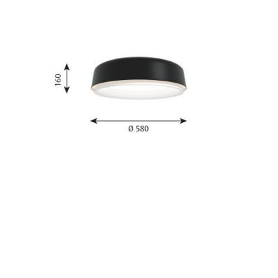 Louis Poulsen LP Grand 580 Plafondlamp - Opbouw - 3000K Dali - Zwart