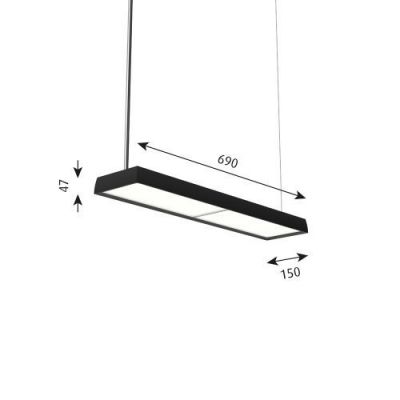 Louis Poulsen Slim Box Suspended Single Hanglamp - 3000K 3102lm Dali - Micro Prismatic - Zwart