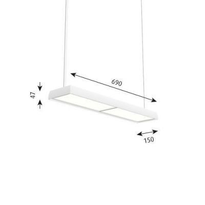 Louis Poulsen Slim Box Suspended Single Hanglamp - Kelvin instelbaar 3059lm Wireless Bluetooth - Micro Prismatic - Wit