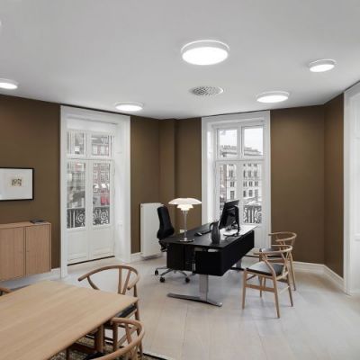 Louis Poulsen Slim Round 250 Semi-recessed Plafondlamp - Kelvin instelbaar 1232lm Dali - Opal - Wit