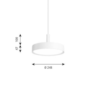 Louis Poulsen Slim Round 250 Suspended Hanglamp - 3000K 1254lm Dali - Opal - Wit