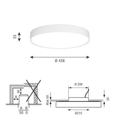 Louis Poulsen Slim Round 440 Semi-recessed Plafondlamp - 3000K 2357lm Dali - Prismatic - Wit