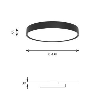 Louis Poulsen Slim Round 440 Surface Mounted Plafondlamp - 3000K 2404lm Dali - Opal - Zwart