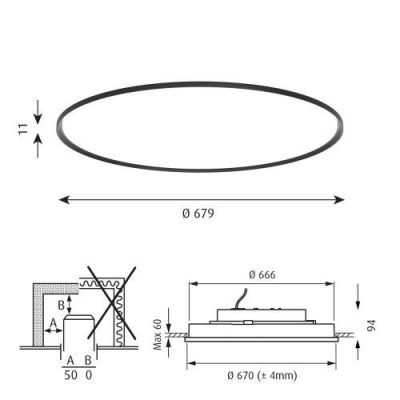 Louis Poulsen Slim Round 680 Recessed Plafondlamp - 3000K 5814lm Dali - Opal - Zwart