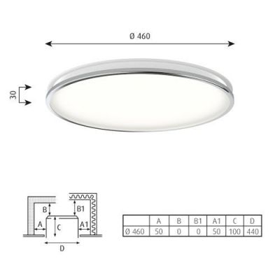 Louis Poulsen Munkegaard 460 Plafondlamp - 3000K Dali - High lustre - Glanzend chroom
