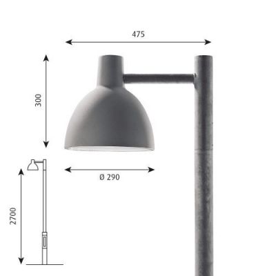 Louis Poulsen Toldbod Post 290 Lantaarnpaal - 60 - 3000K Dali - Aluminium