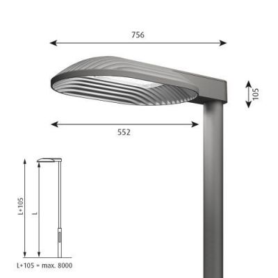Louis Poulsen Xperi Lantaarnpaal - 3000K 6353lm Nightdim - Montage: 76 mast - Asyd - No Uplight -Aluminium