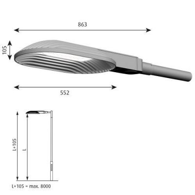 Louis Poulsen Xperi Lantaarnpaal - 3000K 6603lm Dali - Aan zijkant gemonteerd - Asyd - No Uplight -Aluminium