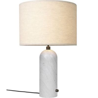 Gubi Gravity Large Tafellamp - Wit marmer & Canvas wit