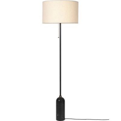 Gubi Gravity Vloerlamp - Zwart marmer & Canvas wit