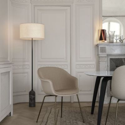 Gubi Gravity Vloerlamp - Zwart marmer & Canvas wit