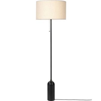 Gubi Gravity Vloerlamp - Zwart staal & Canvas wit