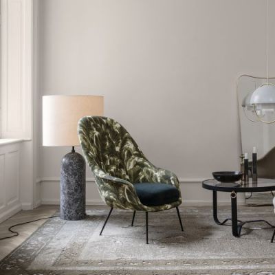 Gubi Gravity XL Low Vloerlamp - Wit marmer & Canvas wit