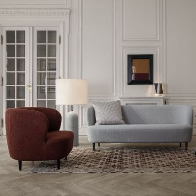 Gubi Gravity XL Low Vloerlamp - Wit marmer & Canvas wit