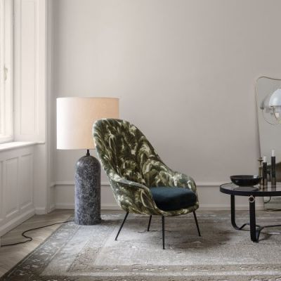 Gubi Gravity XL Low Vloerlamp - Zwart marmer & Canvas wit