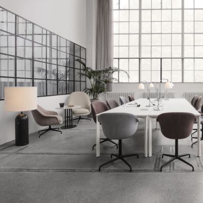 Gubi Gravity XL Low Vloerlamp - Zwart marmer & Canvas wit